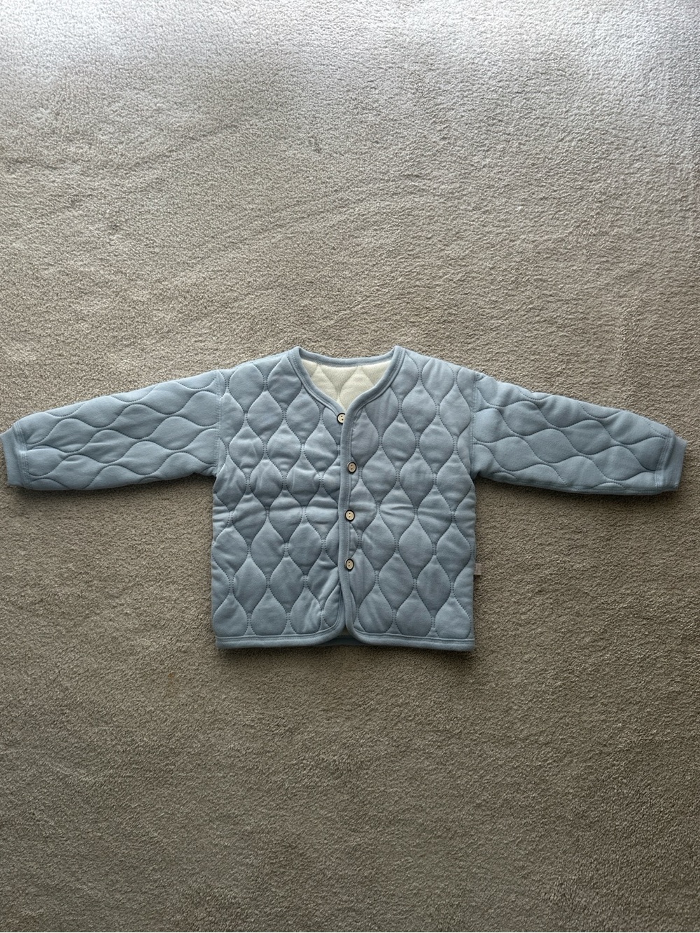 Light Blue Quilted Kids Jacket Little Boys with Soft buttons